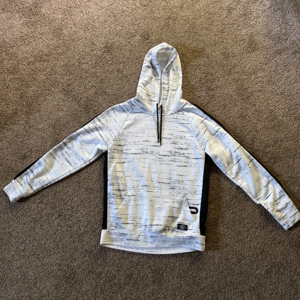 BKC Black and White Stylish Hoodie with a Zip Pocket Size Small